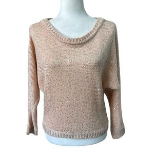Poof Couture Sequin Light Pink Pullover Sweater Size Large